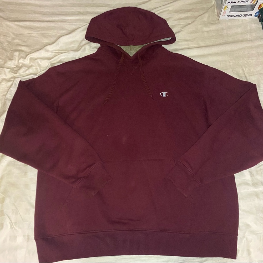 Burgundy champion hoodie size Large men